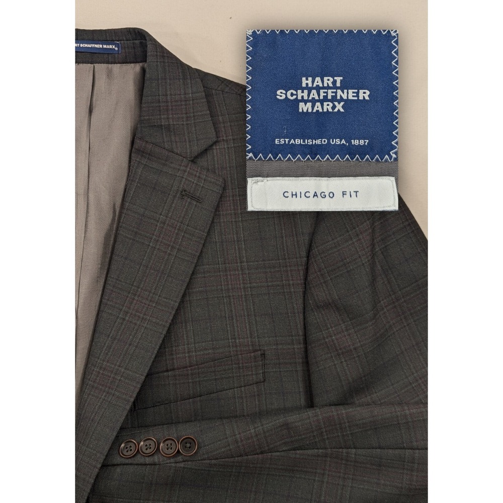 Schaffner Marx Chicago Fit Wool Blazer Suit Jacket Green Glenn Check 44R 48"